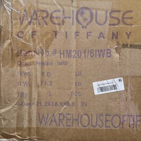 Warehouse of Tiffany 6-Light Kraven Imitation Wood Grain Abstract Chandelier NEW - Picture 5 of 8